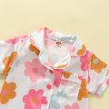 Toddler Baby Girls Clothes Pajamas Short Sleeve Lapel Neck Floral Print Buttons Tops + Loose Short Pants Sleepwear Pajamas Suits. 