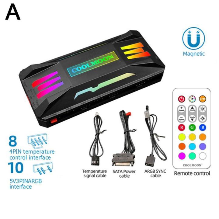 gu Coolmoon P-argb Controller 4-pin Pwm 5v 3pin Smart RGB Remote Controller Chassis Fan Hub Pc Case Cooling Fan