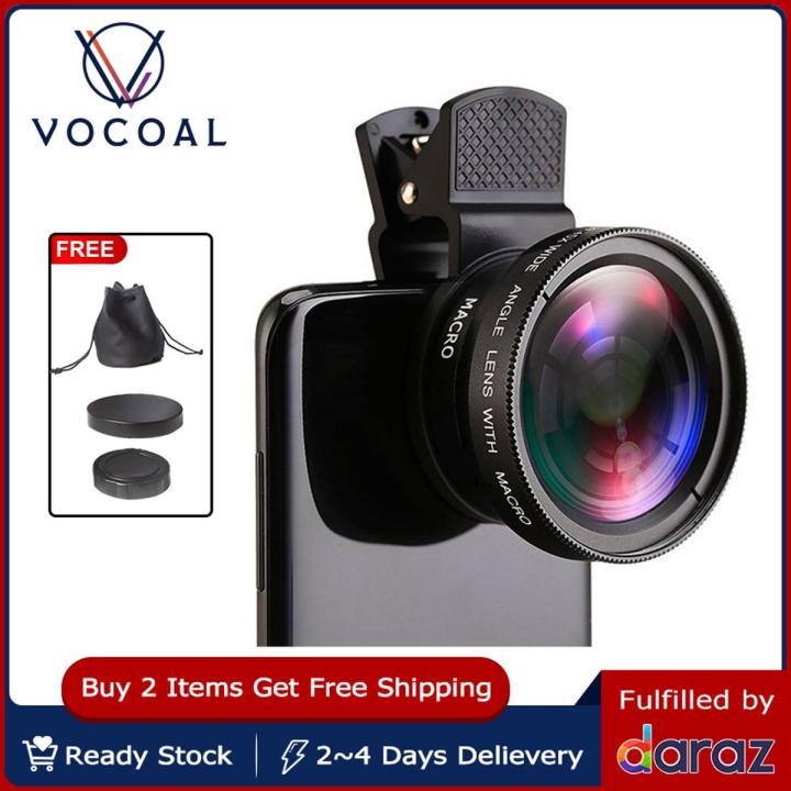 Vocoal Phone Camera Lens Smartphone Mobile Phone Lenses Cell Phone Lens Wide Angle Micro Camera 2 IN 1 Clip Lens Professional Universal Clip Phone Lens for iPhone Huawei Xiaomi Samsung Other Smartphones
