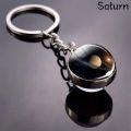 Solar System Planet Key chain Pendant Key Ring Earth Moon Saturn Double Side Glass Ball Key Chain. 