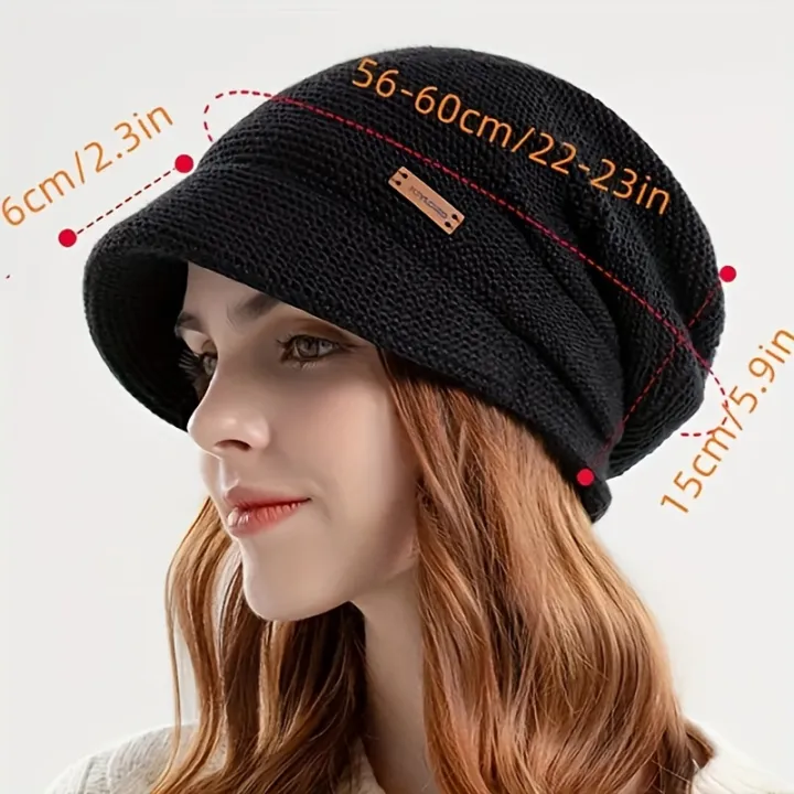 1pcs%20Warm%20And%20Stylish%20Winter%20Baggy%20Beanie%20Hat%20With%20Brim%20For%20Women%20-%20Image%203