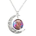 Cute Jyp Meme Necklace Lovers Women Glass Cabohcon Moon Pendant Accessories Party Girls Chain Charm Jewelry for Women Gift.