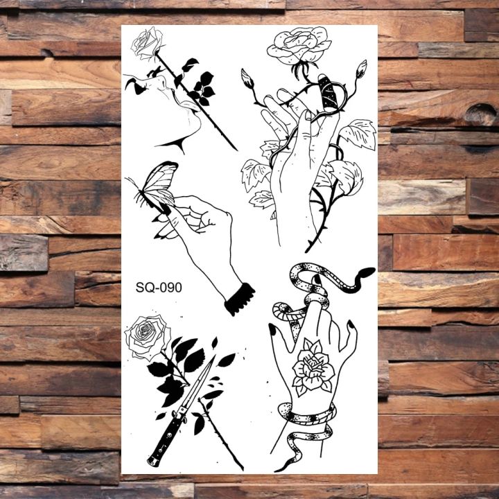 Letter%20Flower%20Temporary%20Tattoos%20For%20Women%20Adults%20Realistic%20Butterfly%20Dandelion%20Tree%20Life%20Tattoo%20Sticker%20Body%20Tatoos%20Flower%20-%20Image%205