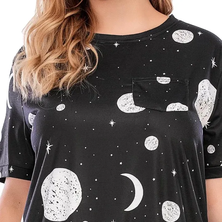 Holiday%20Beach%20Mini%20Dress%20Muslim%20Large%20Size%20Dress%20for%20Women%20Casual%20T-shirt%20Home%20Wear%20Loose%20Star%20Pattern%20Muslim%20Arabia%20Dubai%20Abaya%20-%20Image%206