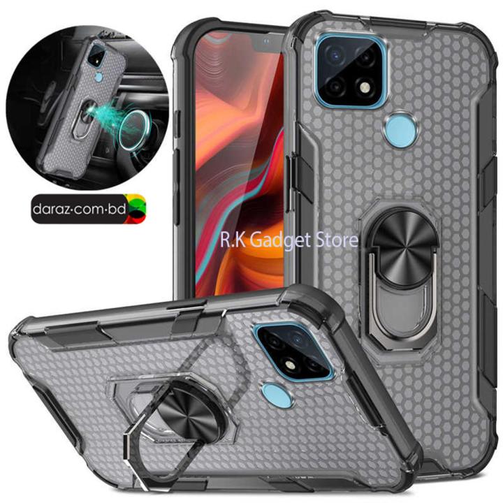 For Xiaomi Redmi 9C Honeycomb Armor Magnetic Ring Bracket