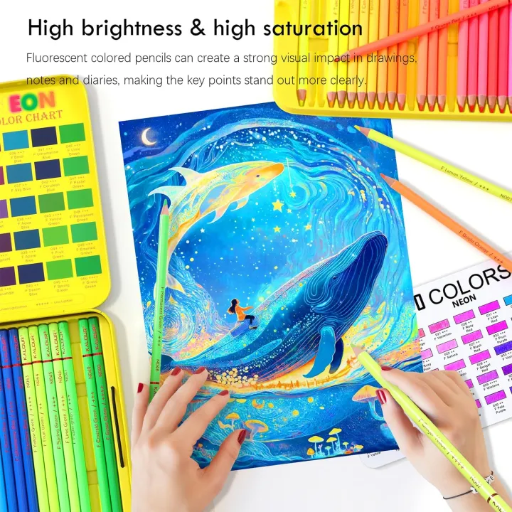 KALOUR%2050%20Neon%20Colored%20Pencils%20for%20Adult%20Coloring%20Books,%20Fluorescent%20colored%20Professional%20Drawing%20pencils%20Set%20Art%20Supplies%20Kit%20for%20Adults%20Beginners%20Artists,%20Soft%20Core%20-%20Image%208