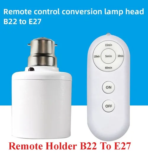 Remote Bulb Holder B22 to E27 Smart Light Bulb Holder Base Wireless ...