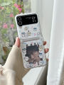 【NShisasN】Cute Cartoon Card Bag Clear Case With Chian For Samsung Galaxy Z Flip 5 4 3 flip5 flip4 flip3 Zflip4 zflip5 5G Girl Lovely Cover. 
