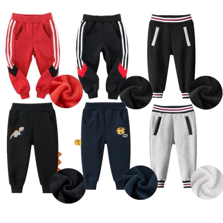 2023 Spring Pure Cotton Children Cartoon Fleece Thickening Trousers Kids Boys Girls Winter Sport Long Pants