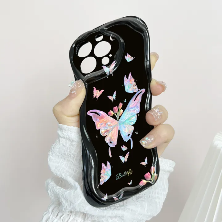 Hontinga%20for%20Realme%2011%204G%20Back%20Cover%20Colorful%20Butterfly%20Phone%20Case%20Cream%20Texture%20Wavy%20Edge%20Soft%20Mobile%20Cover%20-%20Image%208