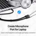 Vention 3.5mm Jack Splitter for Audio and Mic Earphone Extension Cable Trrs AUX for Headphone Microphone Speaker Headset 3.5mm Male to 2 Female Y Splitter Cord.
