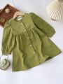 Children’s Qualityful Outfits Baby Girls' Lace Trim Collar Dress, Fit Elegant Dress for Kid’s.