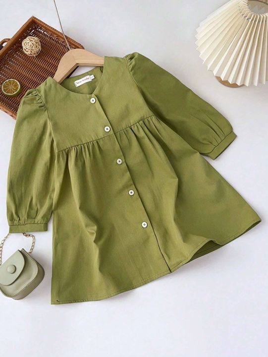 Children%E2%80%99s%20Qualityful%20Outfits%20Baby%20Girls'%20Lace%20Trim%20Collar%20Dress,%20Fit%20Elegant%20Dress%20for%20Kid%E2%80%99s%20-%20Image%204