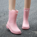 Women's Mid-Calf Rain Boots Warm with Velvet Work New Rubber Shoes Women's Waterproof Non-Slip Winter and Summer Rain Boots. 