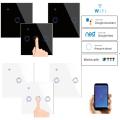 Tuya APP European standard wifi switch smart touch remote control switch Alexa smart wall switch 1 / 2 / 3 Gang Touch Switch.