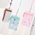 Women Floral Card Holder Wallet With Neck Strap Lanyard Badge PU Leather Wallet Bank Credit Card ID Holder Wallet Case Purse Bag.