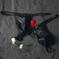 Men's Faux Leather Singlet Underwear Men's Personality Sao T-Back Sexy Sexy Low Waist. 