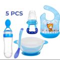 5pcs/Set Baby Feeding Set BPA Free Complete meal set,Unique 5pcs ar Combo set,002.
