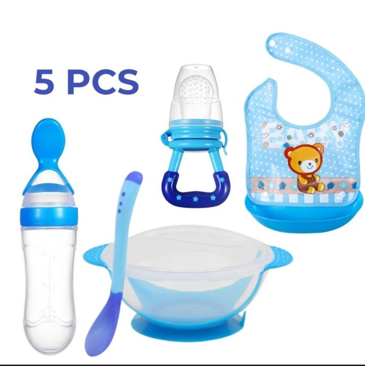 5pcs/Set Baby Feeding Set BPA Free Complete meal set,Unique 5pcs ar Combo set,002