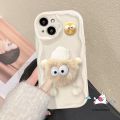 For Oppo A17 A9 A38 A7 A18 A76 A15 A58 A16 A92 A57 A78 A53 A12 A17K A5 A16s A74 A3s A95 A31 A16K A96 A77 A5s A33 A54 Reno 5 4F 10 6 Cute Plush Coal Ball Doll Black White Couples Soft Case. 