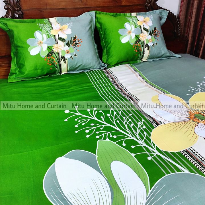King%20Size%20Full%20Panel%20Bedsheet%20With%20Pillow%20Cover%20Chador%20Set%207.5%C3%978.5%20Feet%20Full%20Cotton%20Fabric%20%20light%20green%20,cream%20,%20purple%20%20%20-%20bed%20sheet%20home%20tex%20-%20Image%204