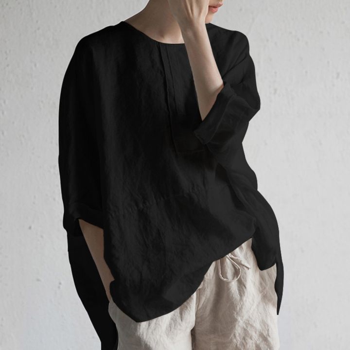 EaseHut%20Cotton%20Linen%20T-shirts%20Women%202022%20Solid%20Color%20O-neck%20Half%20Sleeve%20Casual%20Tee%20Tops%204XL%205XL%20Plus%20Size%20Casual%20Female%20T-shirts%20-%20Image%206