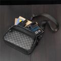 Men Shoulder Crossbody Bag Fashion Luxury Plaid Designer Leather Small Square Bag Male Business Travel Messenger Bags Handbag. 