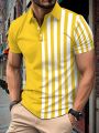 T-shirt Men's summer men's button-down Polo shirt lapel Polo shirt gradient pattern printed street short sleeve printed clothing. 