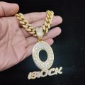 Men Women Hip Hop BLOCK Pendant Necklace Full Crystal Cuban Chain HipHop Letter Necklaces Fashion Charm Jewelry Gifts.