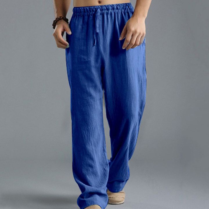 Casual%20Harem%20Men%20pants%20Male%20Solid%20Elastic%20Waist%20Straight%20Loose%20Pants%20Washed%20cotton%20breathable%20casual%20sports%20trousers%20linen%20Pants%20-%20Image%205