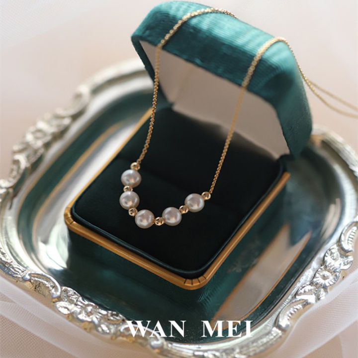 The original 925 sterling silver pearl necklace is a multi-worn handmade beaded clavicle chain DIY jewelry