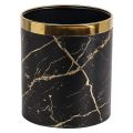 Metal Small Office Trash Can,Kitchen Garbage Can,Bathroom Wastebasket Bin covered marble texture PU leather 2.6Gallon Trash Can.