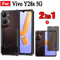 2 in 1 Vivo Y28s Phone Case for Vivo Y28 4G Y 28 5G Anti-Spy Tempered Glass.