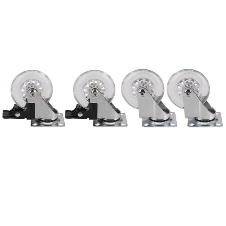 4 x Heavy Duty 75mm Swivel Castor Wheels Trolley Furniture Caster with Brakes - Load Capacity 100kg Per Wheel (Set of 2 x Swivel & 2 x Braked)