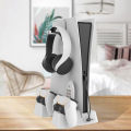 BBOOM【In stock】 Multifunction Vertical Stand With Cooling Fan Base Dual Controller Charging Dock Station for PS5 Digital Edition Spot delivery. 