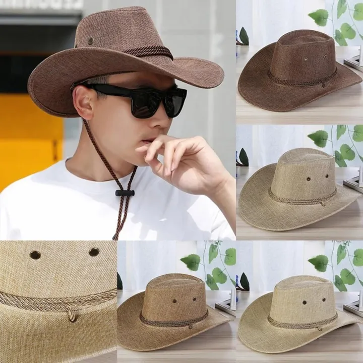 Wide%20Brim%20Cowboy%20Hat%20Protective%20Sunscreen%20Unisex%20Sheriff%20Cap%20Adjustable%20Wind%20Rope%20Western%20Hat%20for%20Horseback%20Riding%20Fishing%20-%20Image%202
