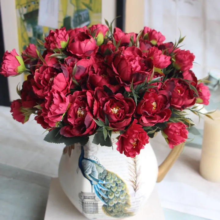Shabby%20chic%20Bouquet%20European%20Pretty%20Bride%20Wedding%20Small%20Peony%20Silk%20Flowers%20Cheap%20Mini%20Flowers%20for%20Home%20Decoration%20Indoor%20-%20Image%205