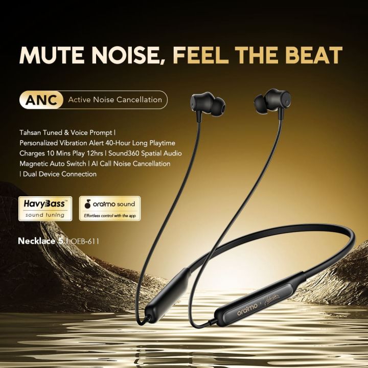 Oraimo Wireless Neckband 5 ANC (OEB-611)- SPEED BLACK
