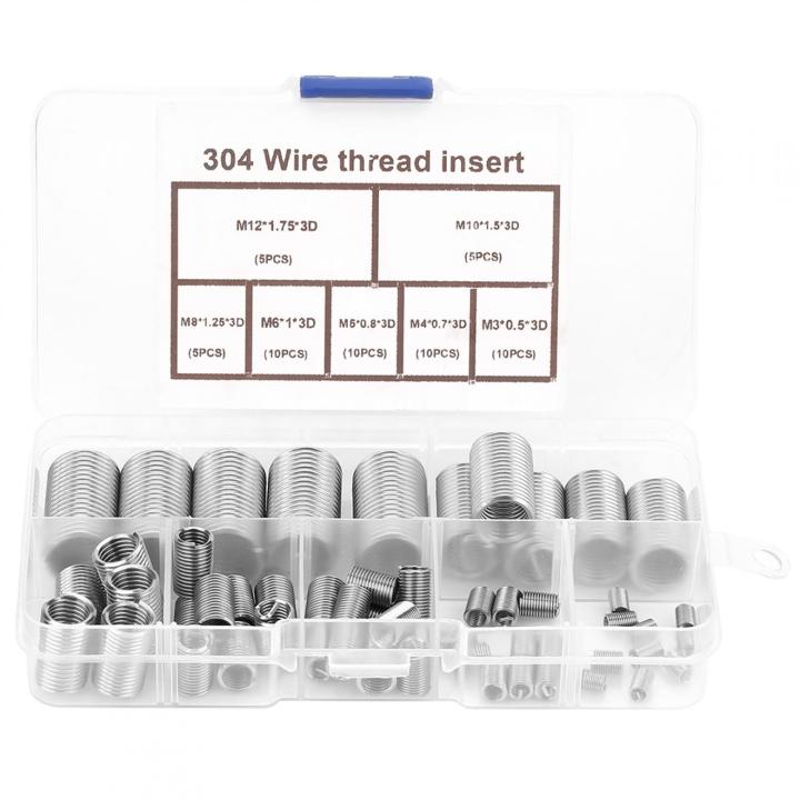 Wire Rack Screw Inserts 55pcs M4-M12 Stainless Steel SS304 Coiled Wire Helical Screw Thread ...