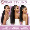 Curly Ponytail Extensions Clip in Synthetic Drawstring Ponytail Wig Long Water Wave Afro Pony Tail Women Hairpiece False 22INCH. 