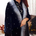 New Fashionable Velvet Shawl for Women - Stone Work Design. 