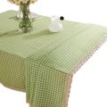 7WLO small fresh kindergarten tablecloth upholstery cotton linen simple lace desk mat student rectangular lattice tea.