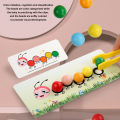 Worm Caterpillar Pattern Clip Beads Toy Wooden Educational Safe Edges Color Classification Color Recognition Interactive Clip. 