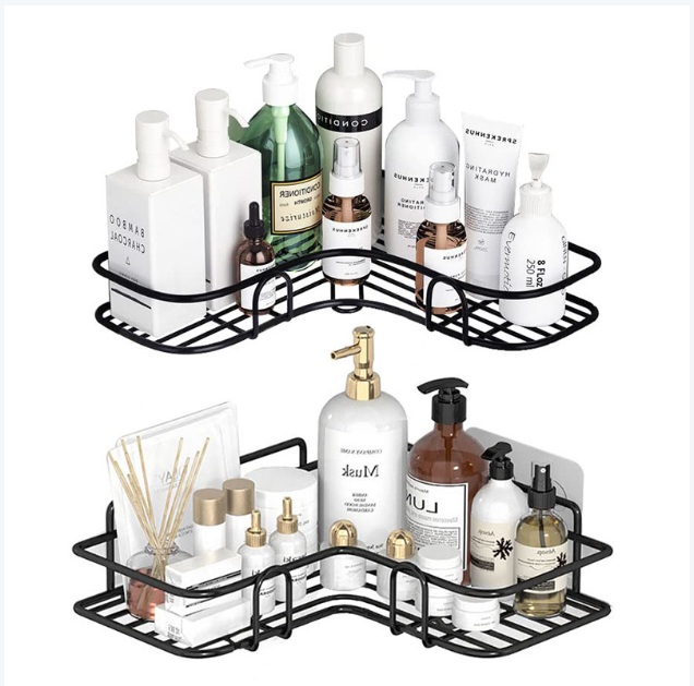Kitchen, Bathroom Corner Rack Storage Shelf Free Adhesive No Drill