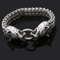 Norse mythology virgin wolf head stainless steel bracelet men's ring handmade hand accessories wholesale dropshipping.
