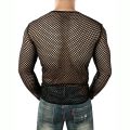 Mens Transparent Mesh T Shirt 2022 New See Through Fishnet Long Sleeve Muscle Undershirts Nightclub Party Perform Top Tees. 