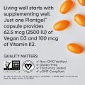 Sports Research® Vitamin D3 + K2 with Coconut MCT Oil Vegan D3 2500iu (62.5mcg - 2500iu) & Plant Based Vitamin K2 Supplement - 60 Softgels. 