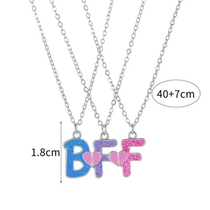 Qpeach%203Pack%20Heart%20Flower%20Butterfly%20Star%20Glitter%20Pendant%20Best%20Friend%20Girls%20BFF%20Necklace%20of%203%20for%20Kids%20Friendship%20Jewelry%20Gifts%20-%20Image%203