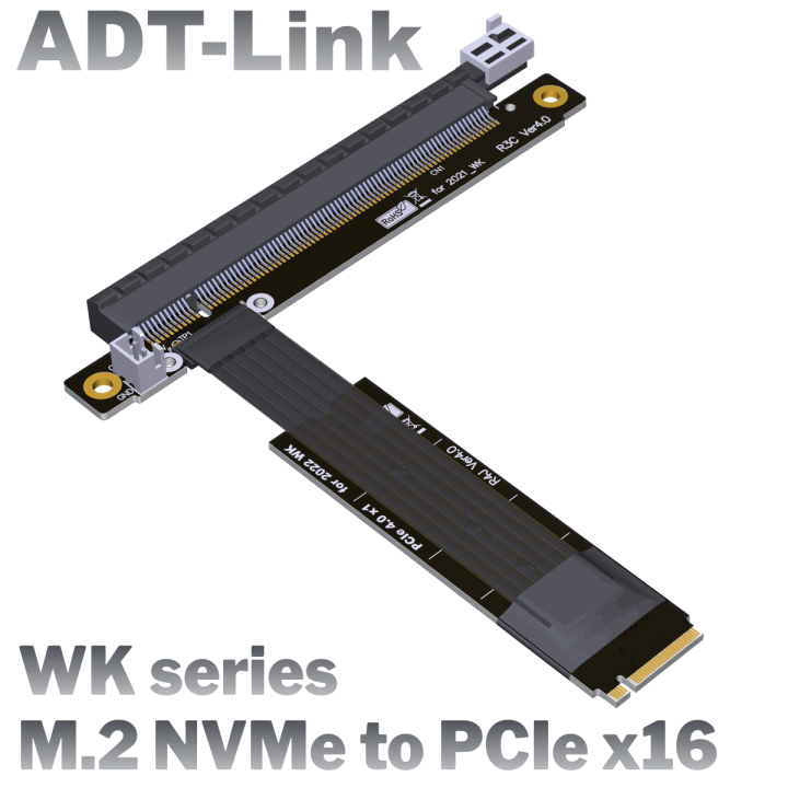 ADT-Link PCI-E 4.0 X16 to M.2 NVMe Extension Cable Graphics Video Card ...