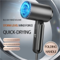 For Home Travel Use 2000W High Negative Ion Hair Dryer Quick Dry Foldable Portable Professional Hair Care EU Plug Gray. 